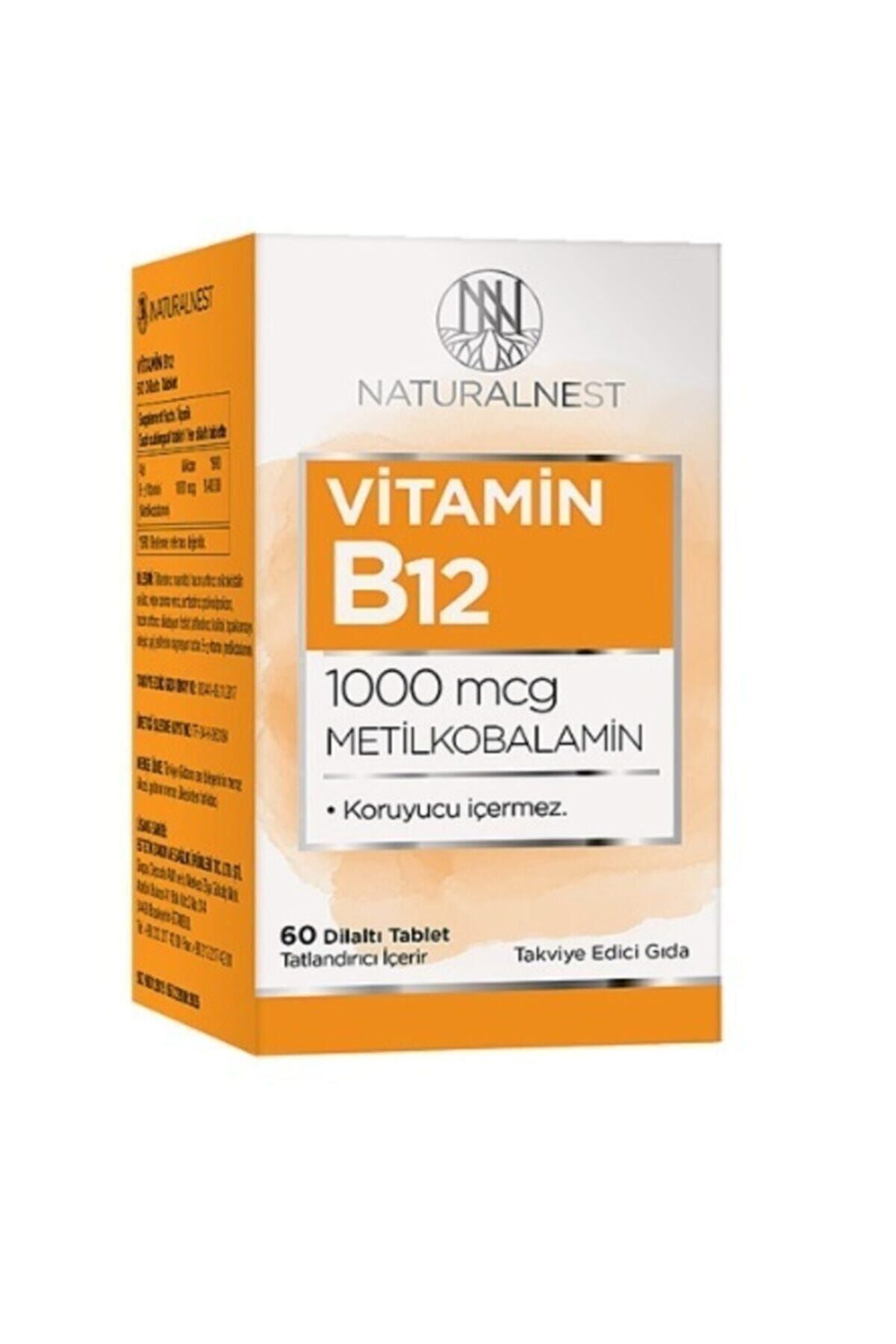 Natural Nest Vitamin B12 1000 mcg Metilkobalamin 60 Dilaltı Tablet