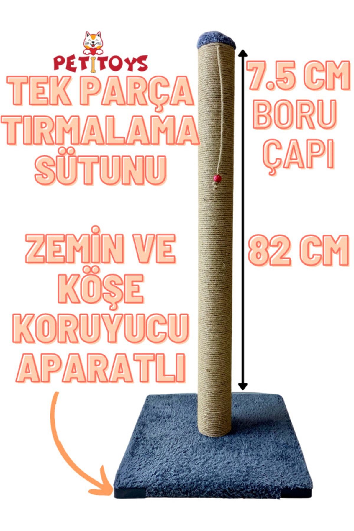 PETiTOYS Gri 82 Cm Zemin Koruyuculu Kedi Tırmalama Tahtası