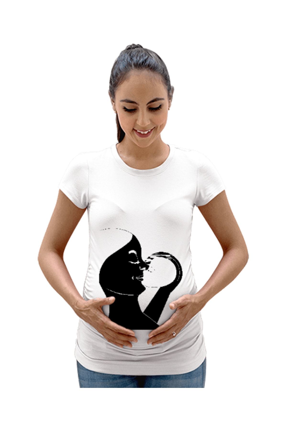 Tisho Anne Sevgisi - Bebeğimi Seviyorum Beyaz Kadın Hamile Tişört