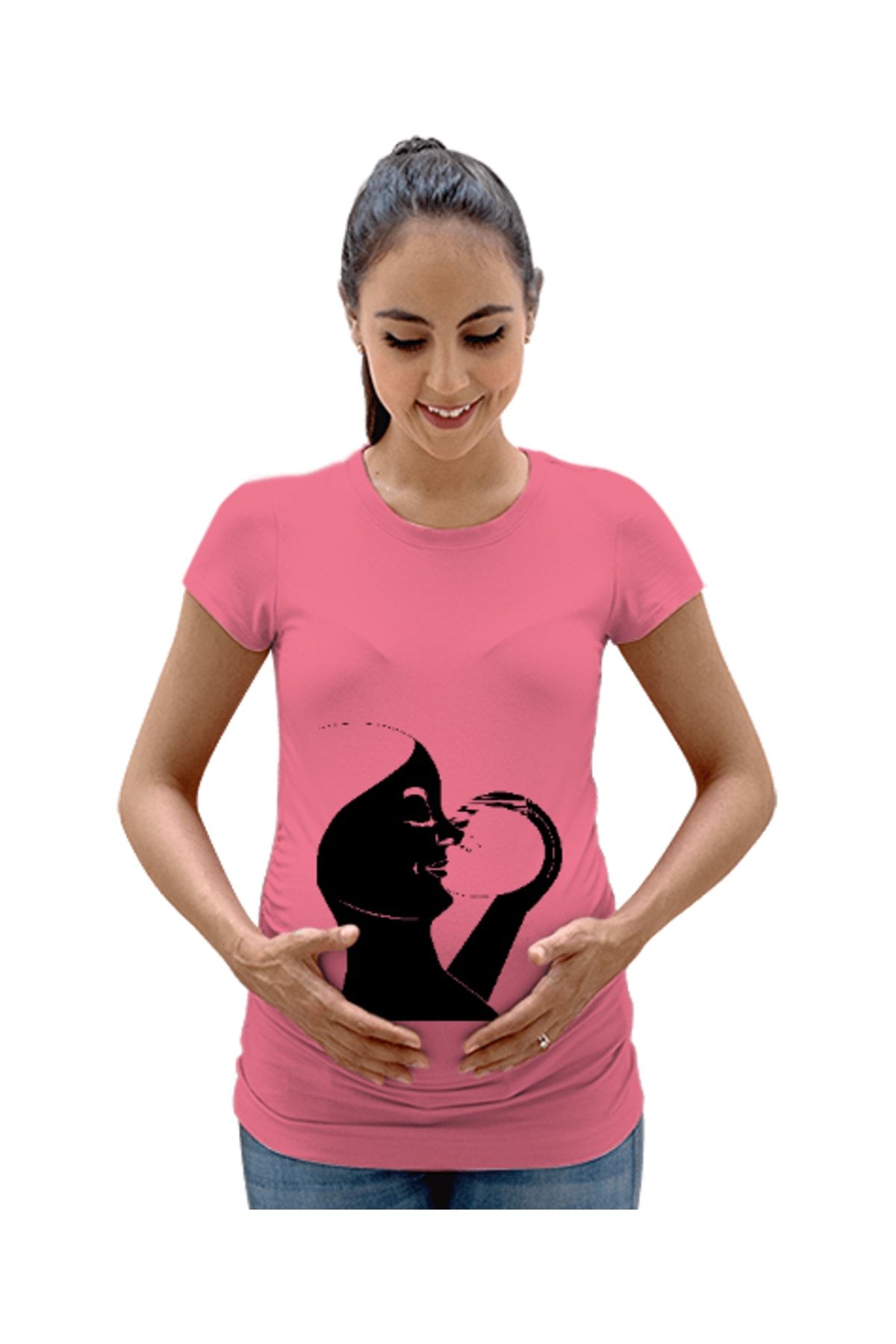 Tisho Anne Sevgisi - Bebeğimi Seviyorum Pembe Kadın Hamile Tişört