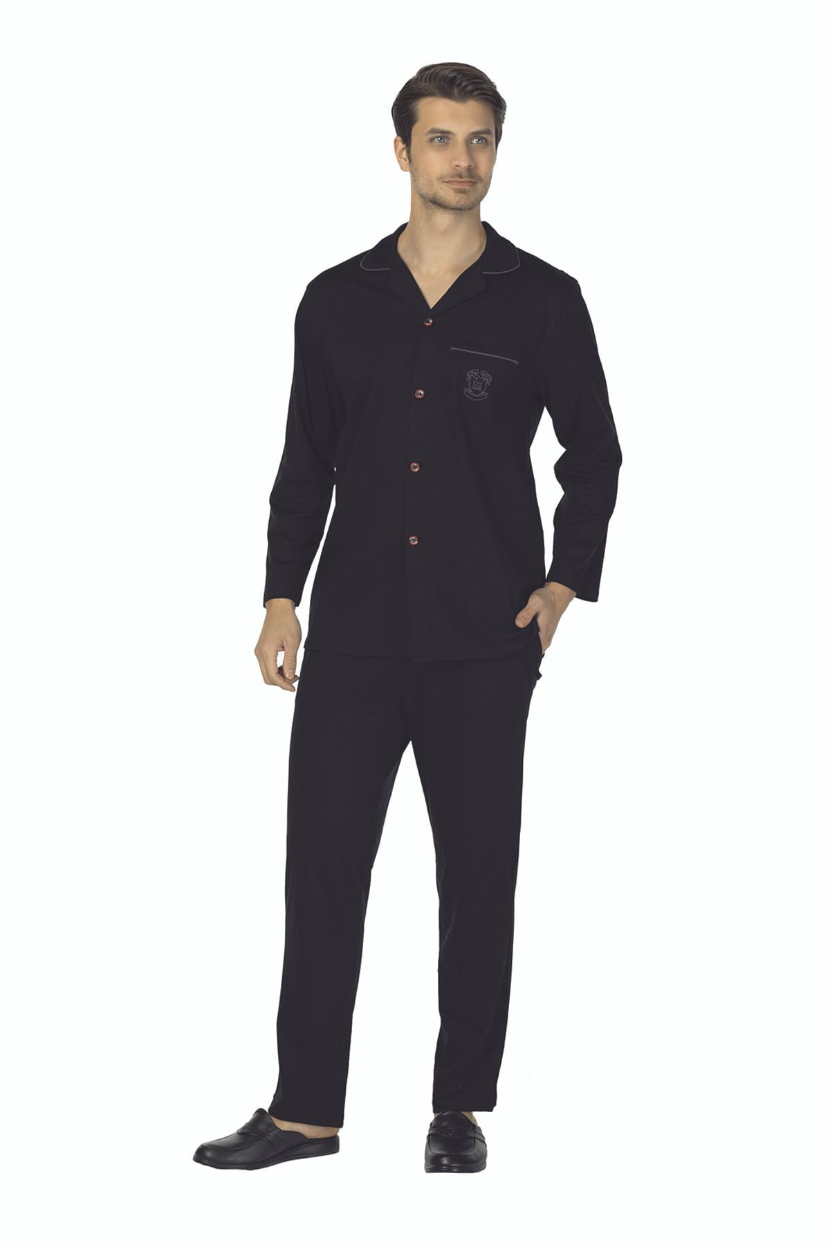 D'S Damat Pijama Takımı Düğmeli Comfort Siyah