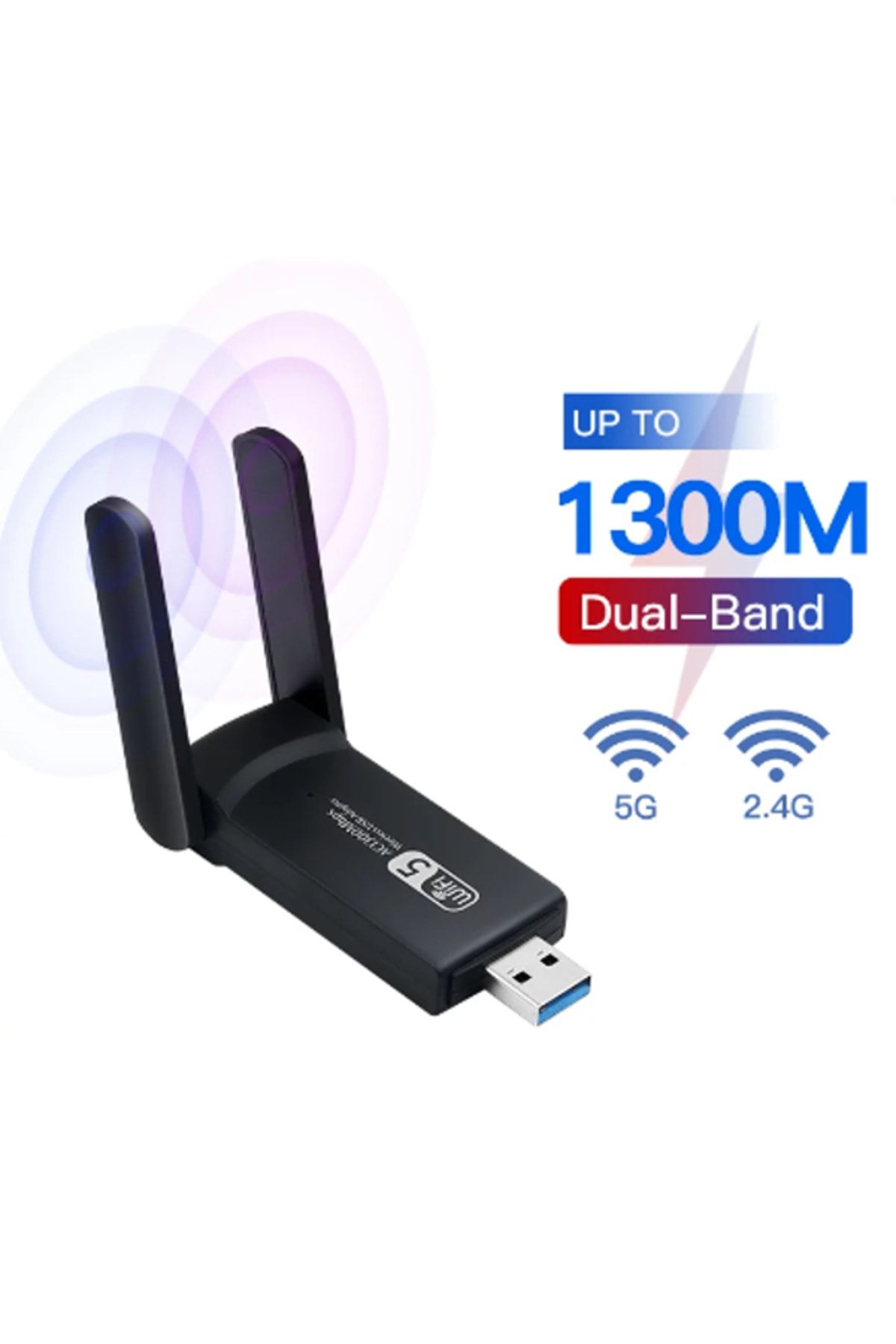 Dynego Sinyal Güçlendirici Kablosuz Usb Antenli Dongle 1300mbps Wifi Adaptörü Dual Band 2.4g/5ghz 3.0