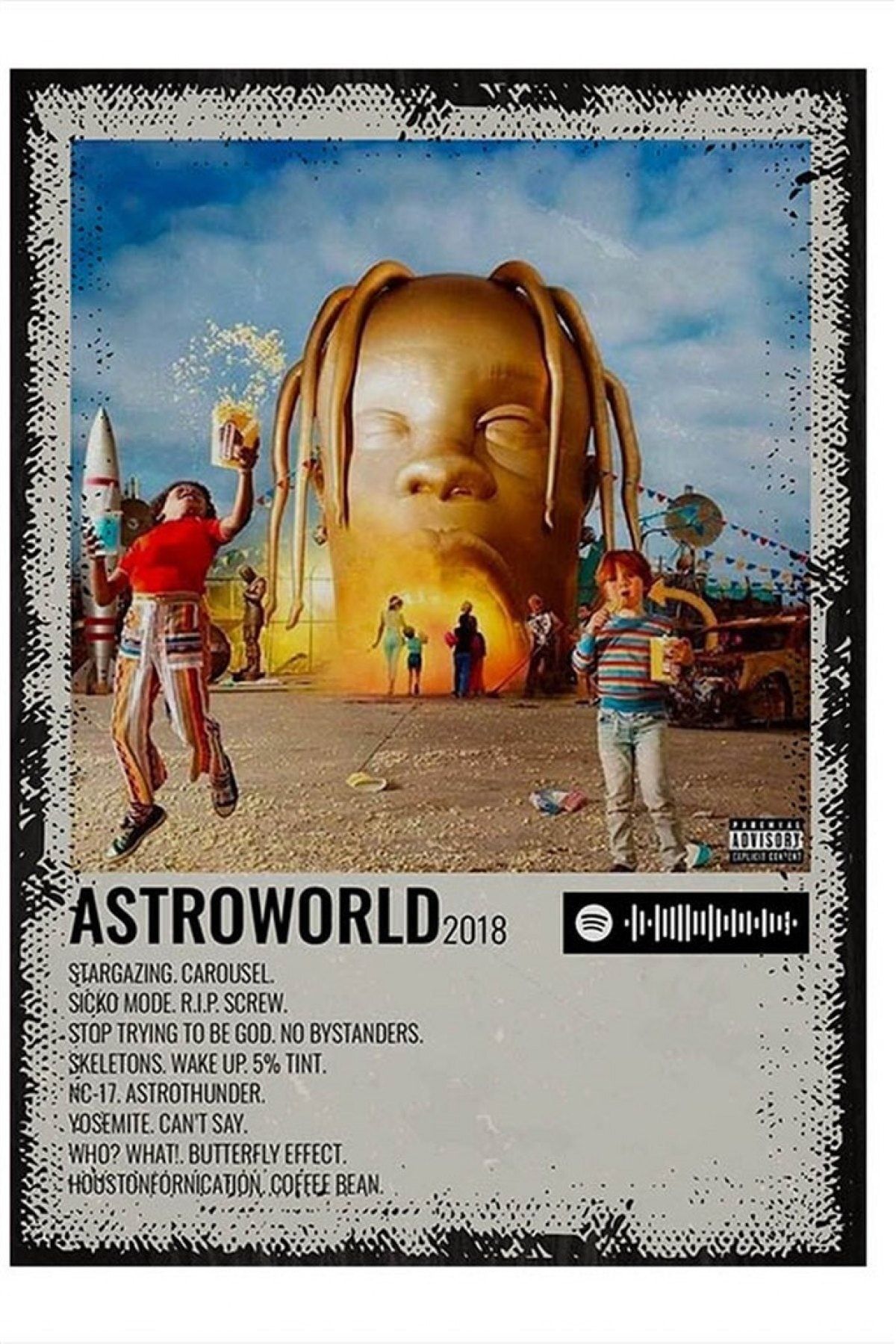 ekart Astroworld Travis Scott Spotify Kodlu Albüm Kapağı Tablo 15cmx 22cm
