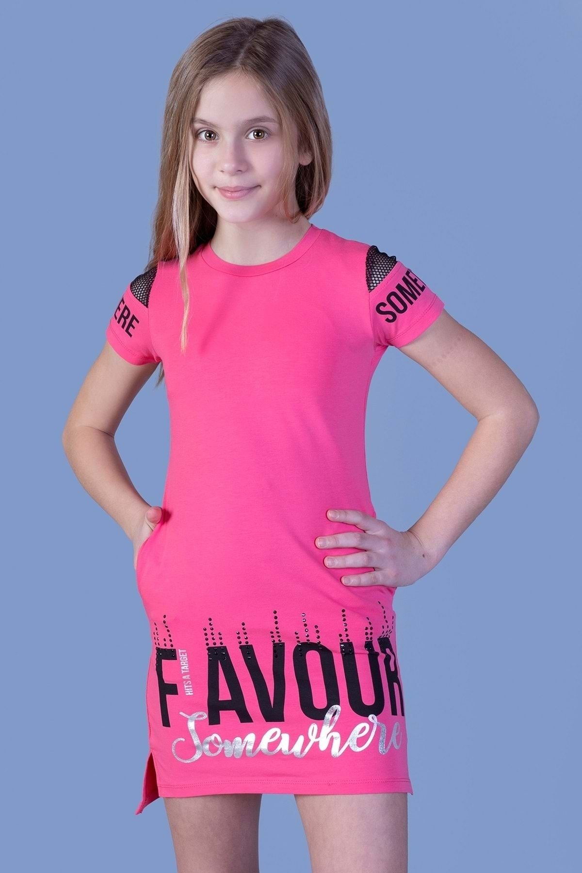 Toontoy Kız Çocuk Favour Baskılı Elbise