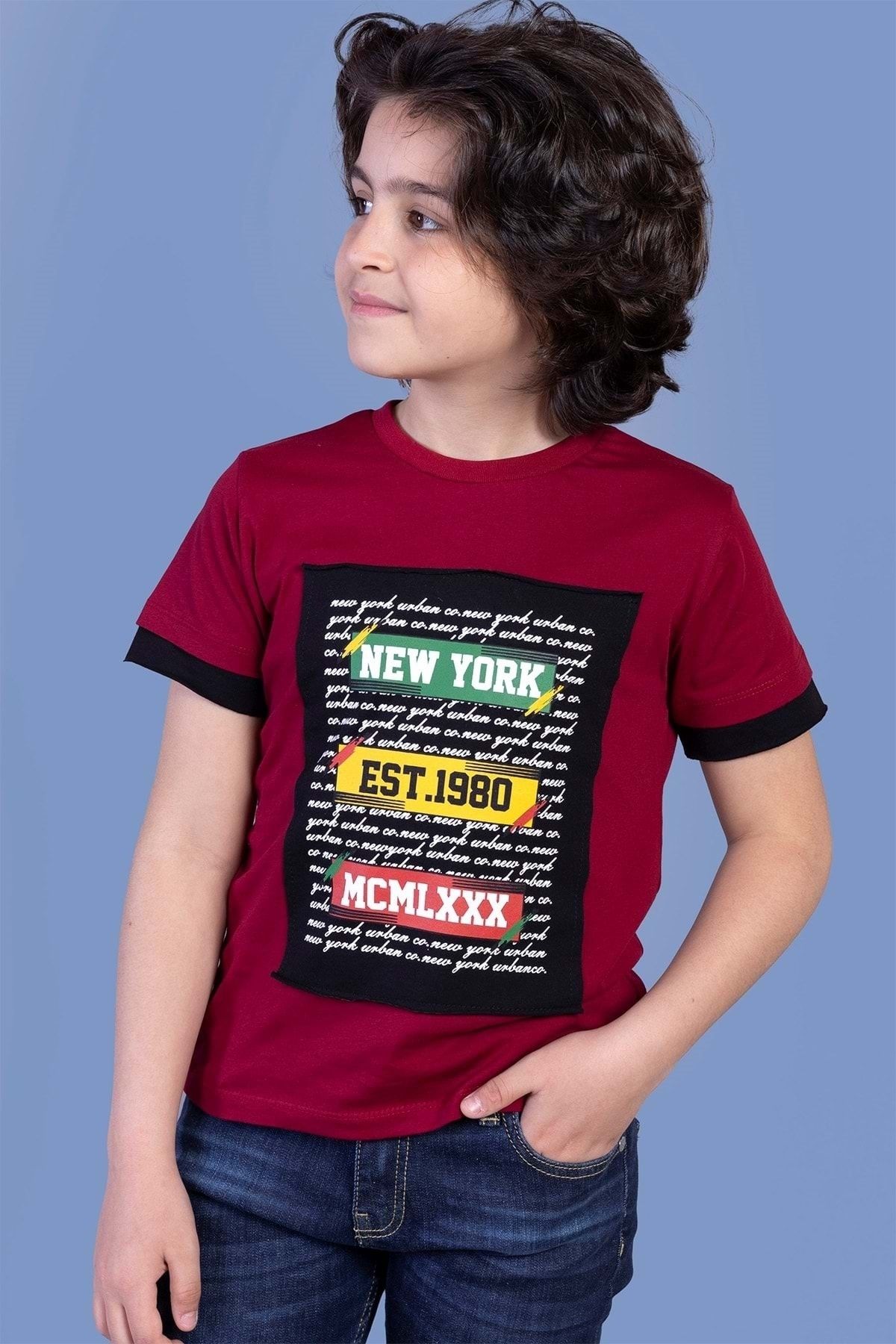 Toontoy Erkek Çocuk Kolları Garni Detaylı Yazı Baskılı Tişört