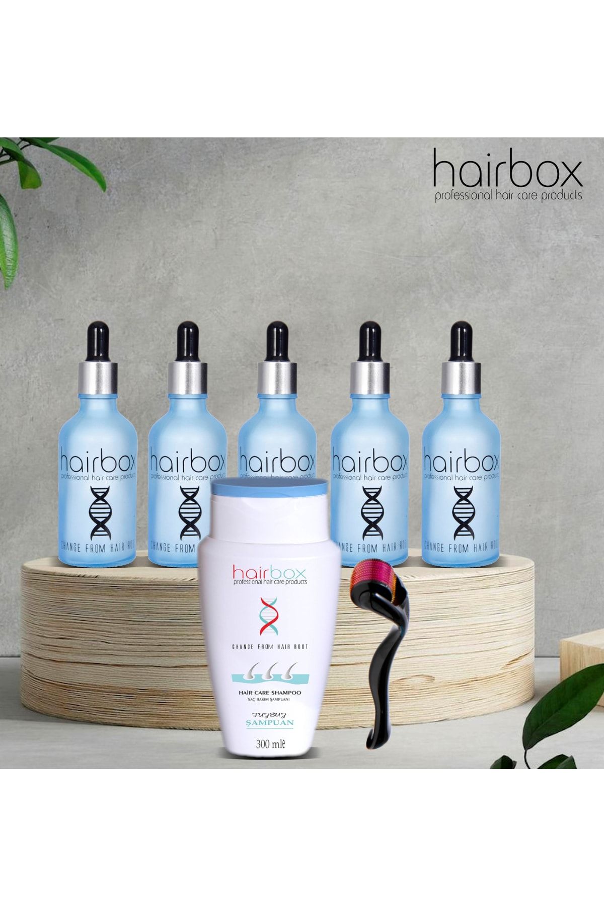HAİRBOX Hair Box Kalıcı Etki Saç Çıkarıcı Serum Roller Mavi Şampuan Hediyeli 5 Adet Serum