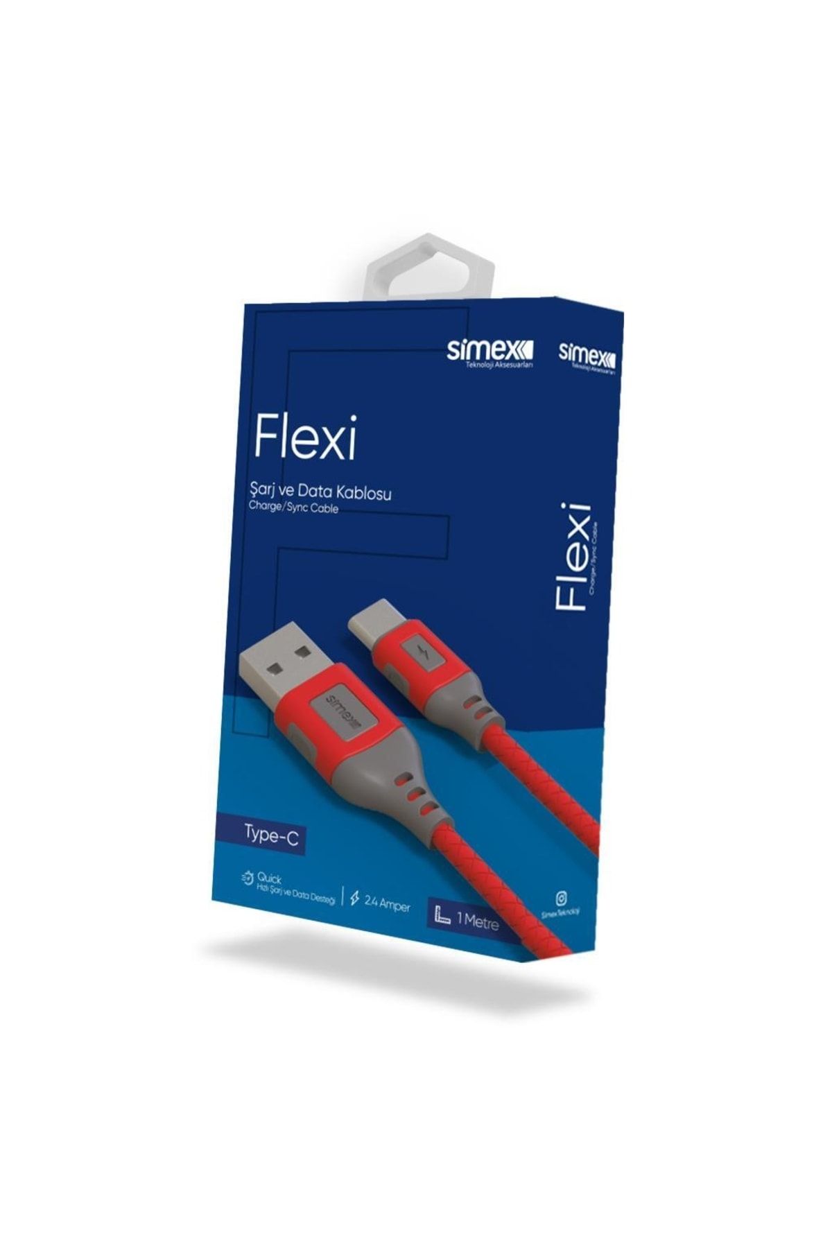 Simex Universal Type C Data Kablosu Spk-09 Flexi 1mt Kırmızı