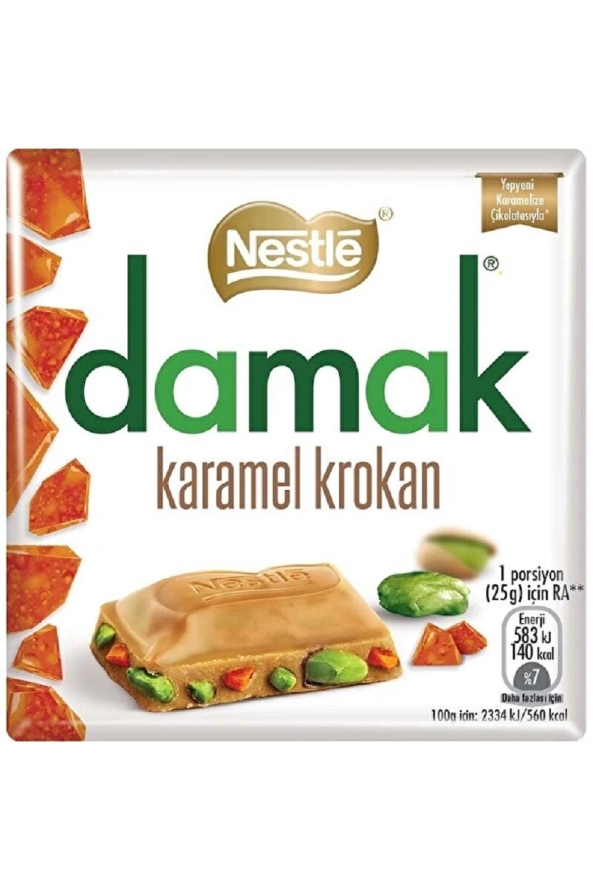 Nestle Damak Karamel Krokan Antep Fıstıklı Baton Kare Çikolata X6 Adetli Kutu