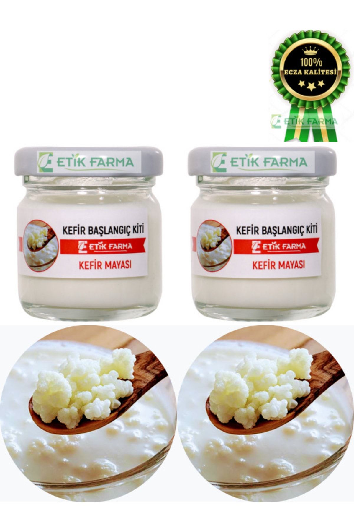 ETİK-FARMA Özel Üretim Organik Kafkas Süt Kefir Mayası 2 Adet [ Canlı Kefir Taneleri ]
