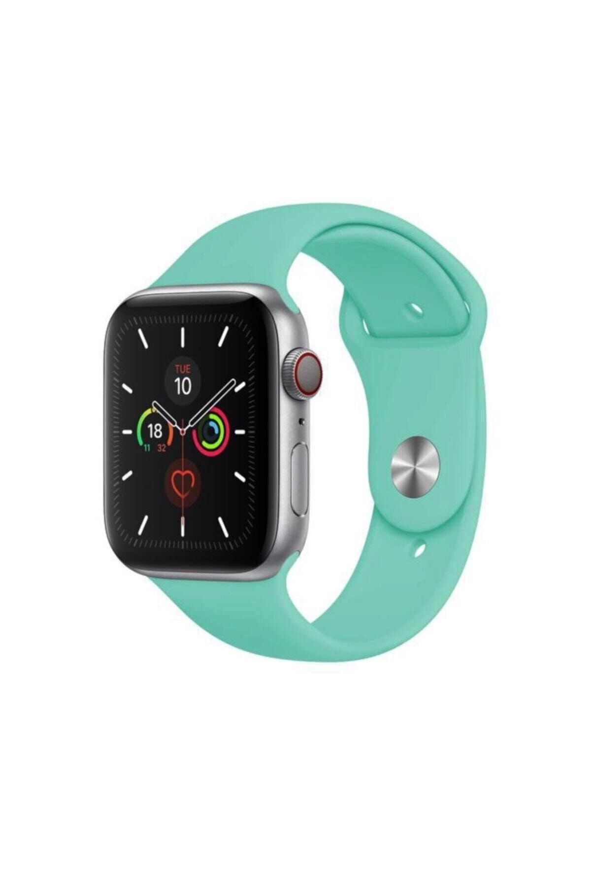 Cimricik Apple Watch Kordon 2 Se Seri Uyumlu 42 Mm Ve Mm Silikon Kordon Kayış - Su Yeşili