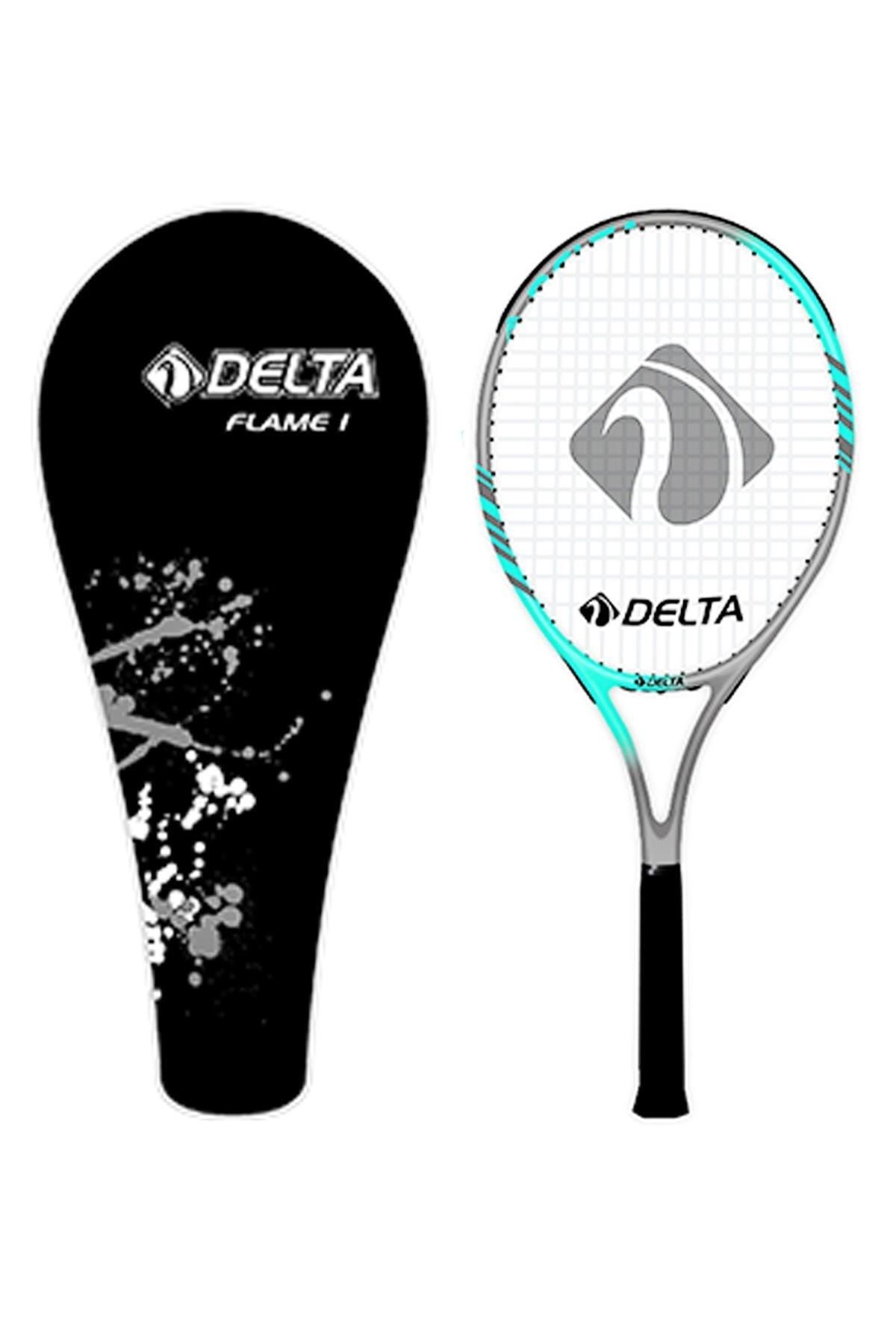 Delta Flame 27 İnç Tek Parça Üretim L1 Grip Kort Maç Tenis Raketi + Deluxe Kort Tenis Çantası