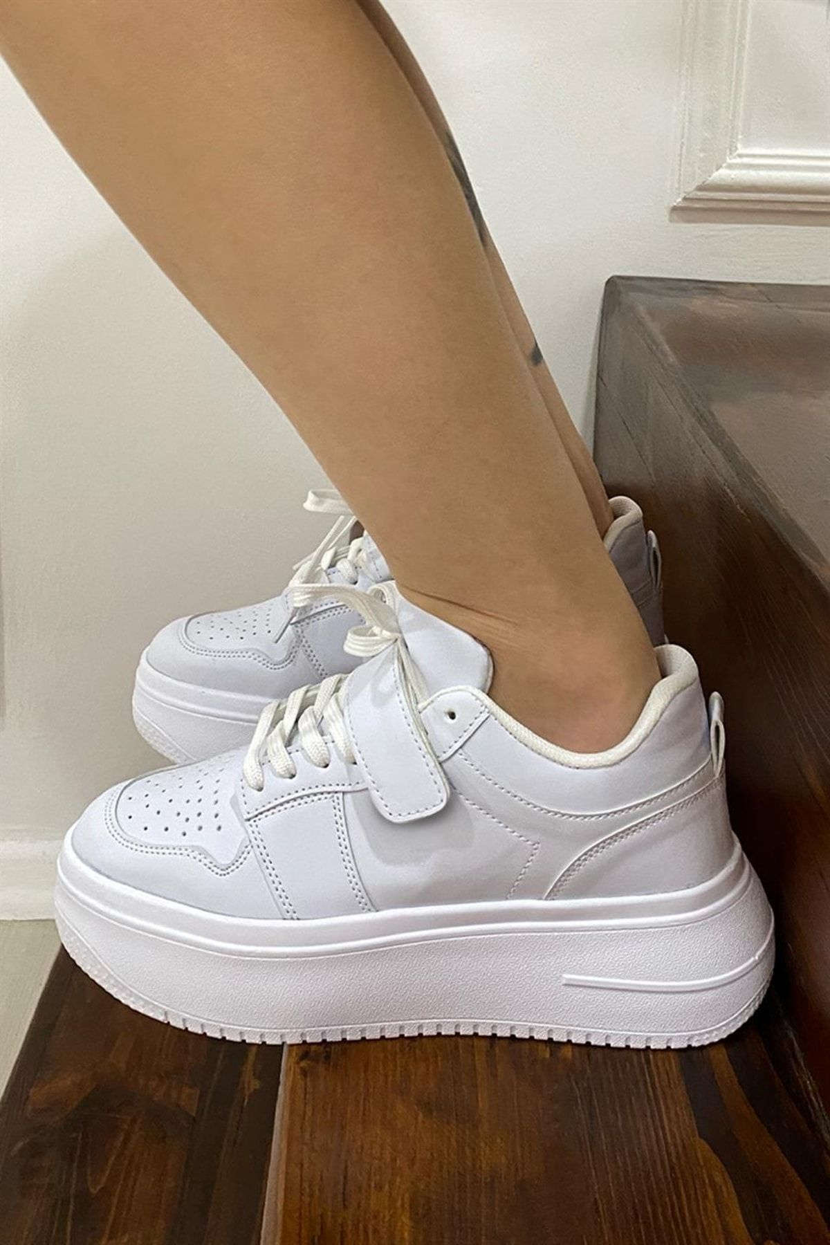 NAVYSIDE Kadın Beyaz Spor Ayakkabı Yüksek Tabanlı-5 Cm-hafif Yürüyüş Ayakkabısı Sneakers