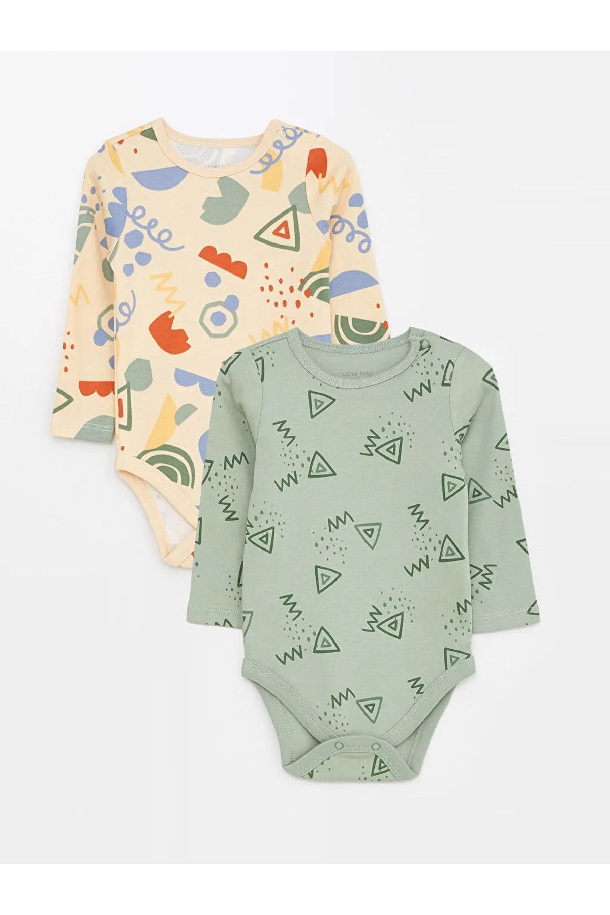 LC Waikiki Lcw Baby Bisiklet Yaka Uzun Kollu Erkek Bebek Çıtçıtlı Body 2'li
