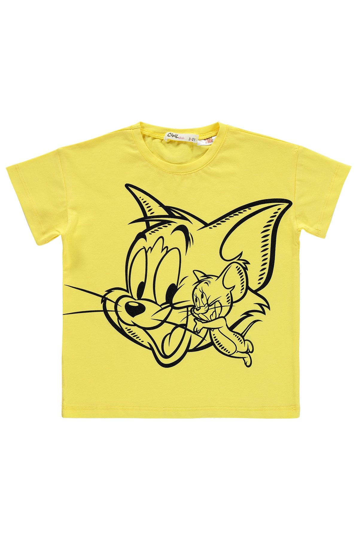 Tom and Jerry Tom Ve Jerry Kız Çocuk Tişört 2-5 Yaş Sarı
