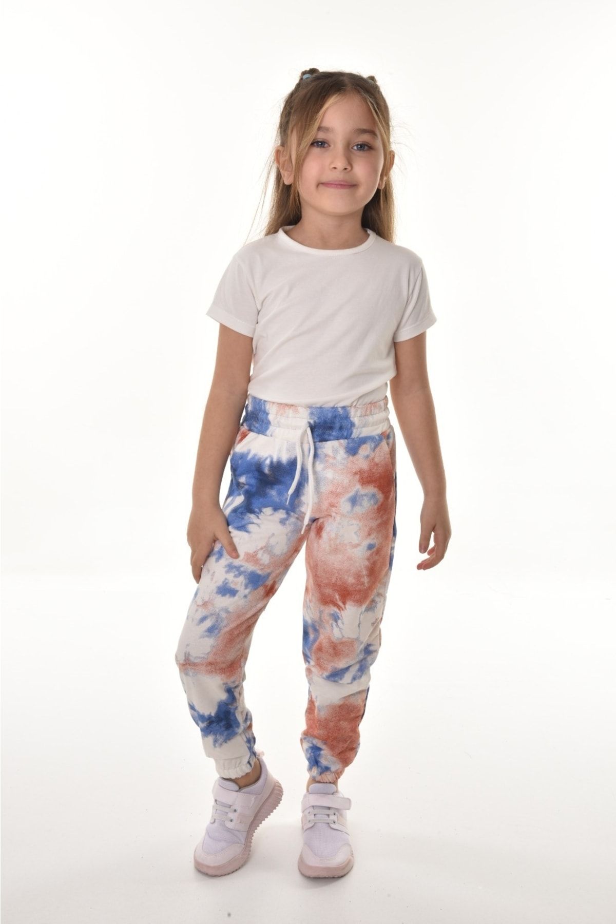 POLYMOOD Yazlık Çocuk Eşofman Altı Pantolon Batik Renk Beli Ve Paçası Lastikli
