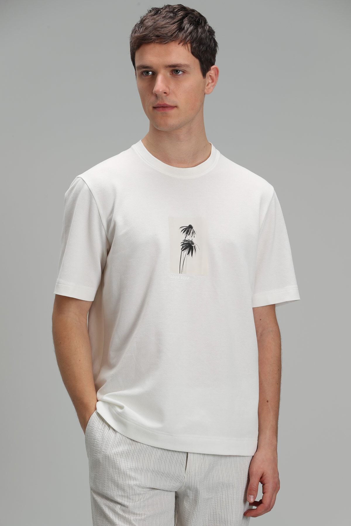 Lufian Bart Modern Grafik T- Shirt Beyaz