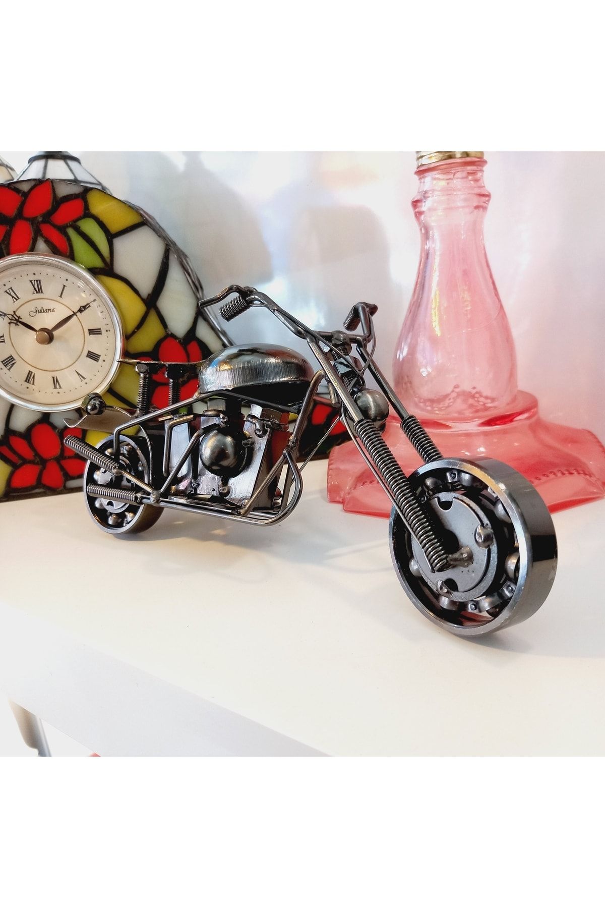 SUPERSTOK El Yapımı Metal Demir Motorsiklet Biblo Dekoratif Geri Dönüşüm Konsept Büyük Boy Harley D