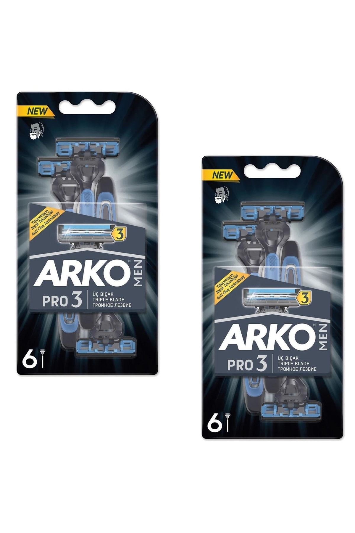 Arko Men Pro 3 Üç Bıçaklı Tıraş Bıçağı 6 Lı 2 Adet