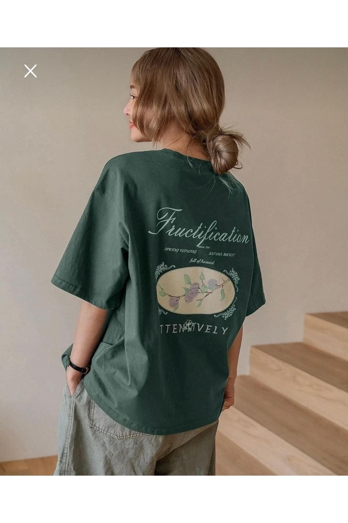 AFROGİYİM Kadın Fructification Baskılı Oversize T-shirt