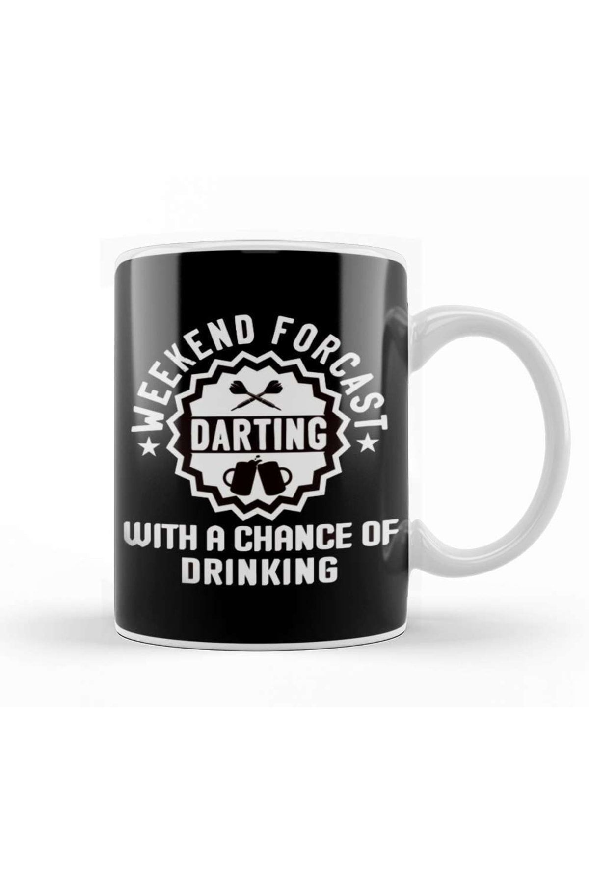 Humuts Weekend Forecast Darting Beer Drinking Dartist Darts Player Kupa Bardak Porselen