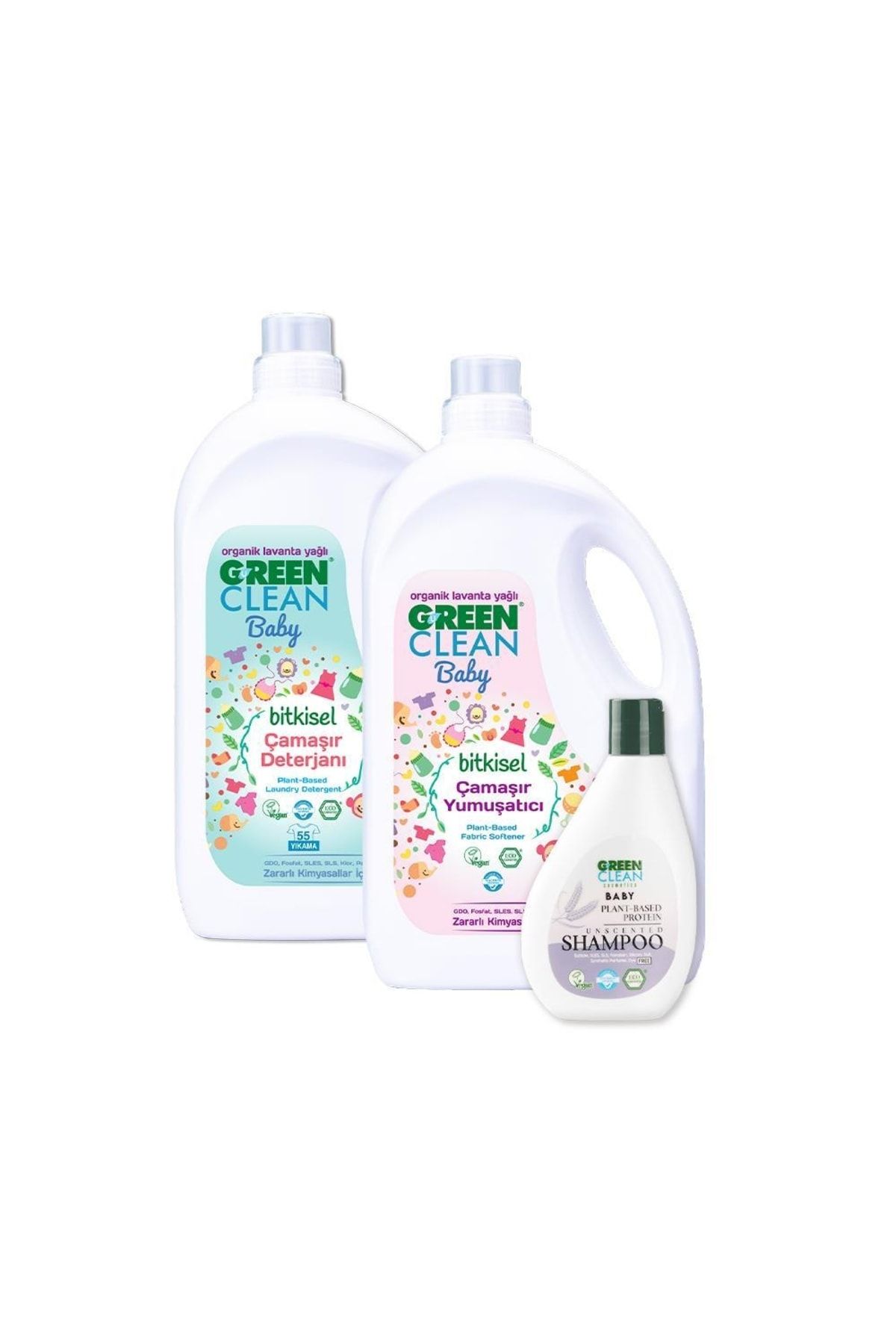 Green Clean Baby Şampuan 275 Ml, Çamaşır Deterjanı Ve Yumuşatıcısı 2750 Ml