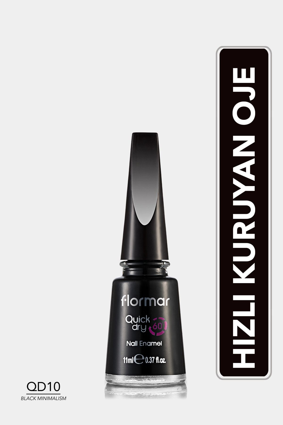 Flormar Hızlı Kuruyan Oje (SİYAH) - Quick Dry Nail Enamel - Qd10 Black Minimalism - 8690604234042