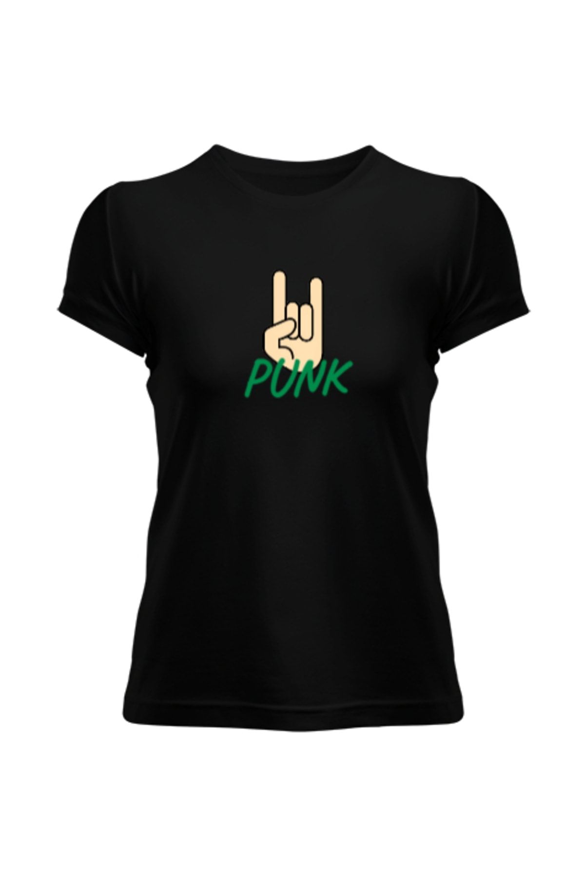 Tisho Punk Rock Siyah Kadın Tişört