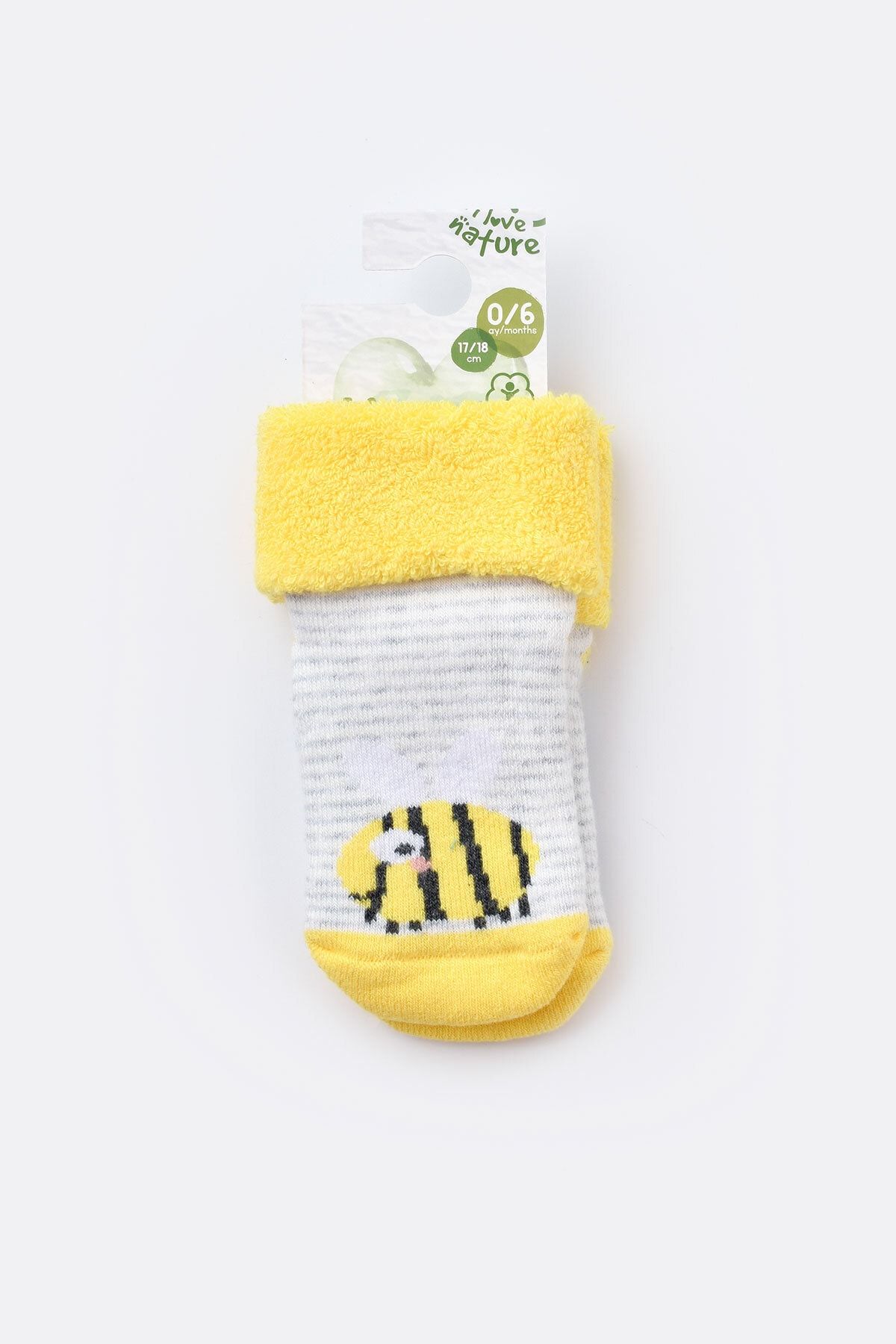 Biorganic Bebek Kaydırmaz Havlu Çorap Sarı