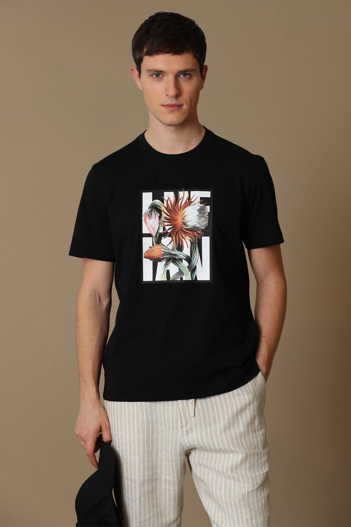 Lufian Blake Modern Grafik T- Shirt Siyah