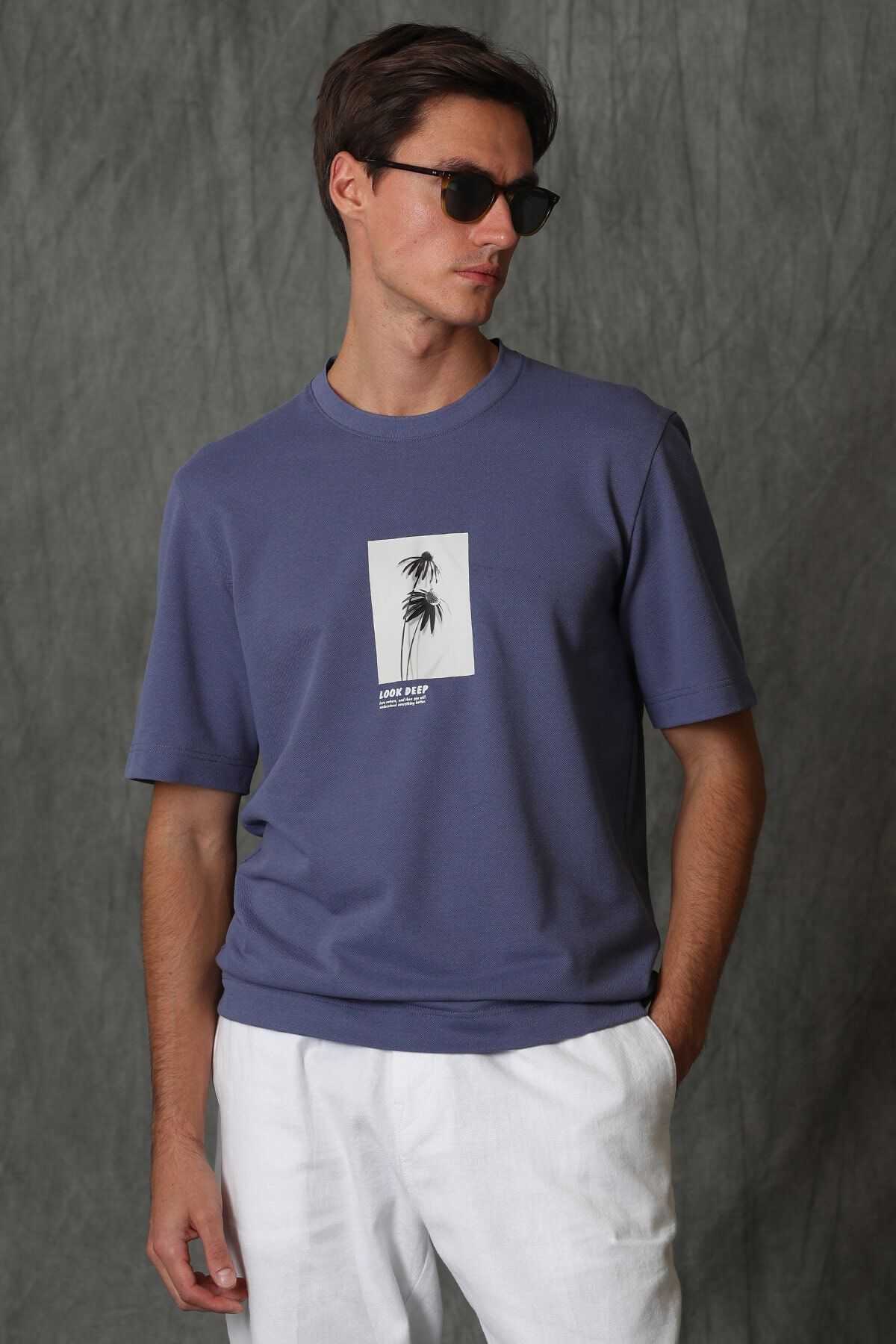 Lufian Bart Modern Grafik T- Shirt Mor