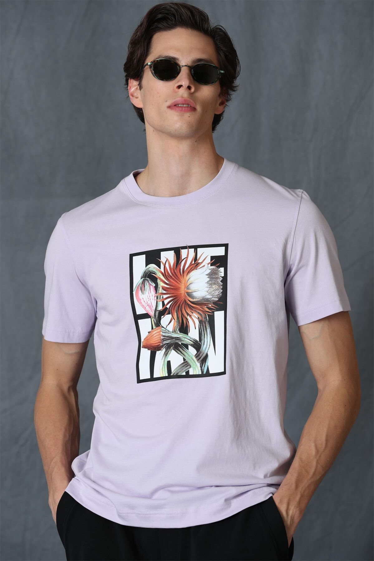 Lufian Blake Modern Grafik T- Shirt Lila