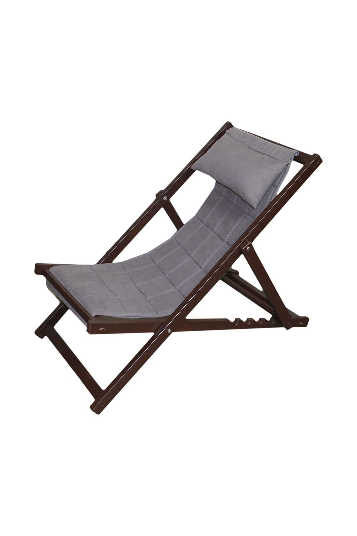 Mobildeco Katlanabilir Sandalye/ Şezlong Sandalye Ceviz Gri Bahçe&balkon&teras&plaj&piknik