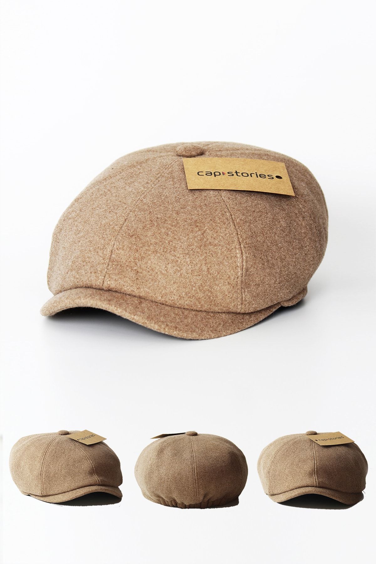 Capstories Erkek Kasket Peaky Blinders Model 8 Parça Açık Kahve Kışlık Şapka