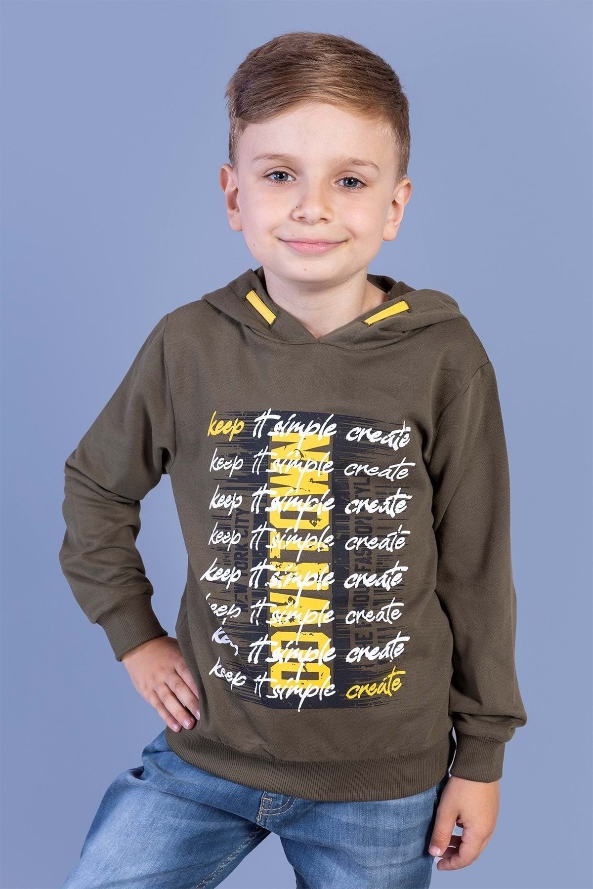 Toontoy Erkek Çocuk Kapüşonlu Baskılı Sweatshirt