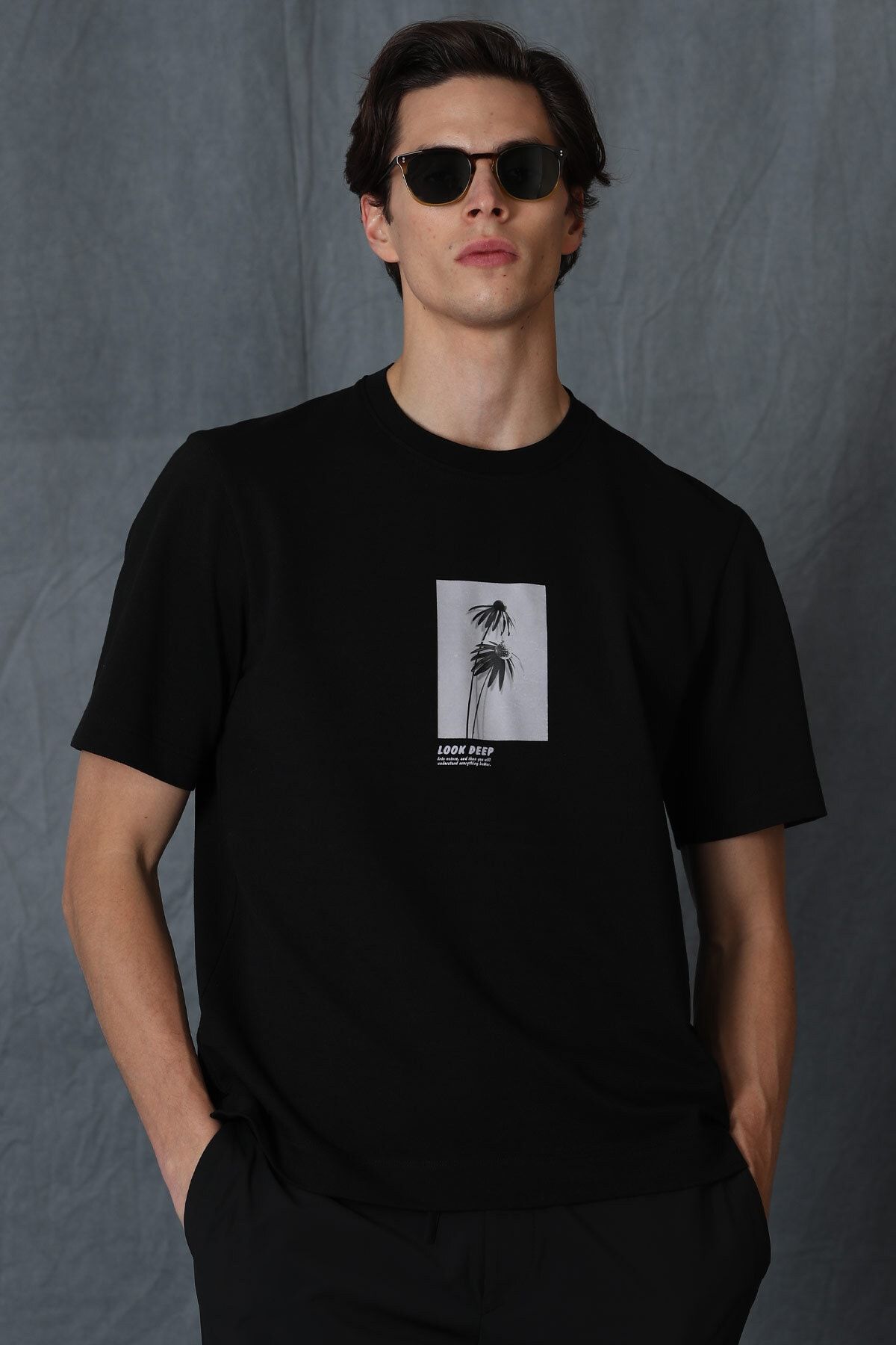 Lufian Bart Modern Grafik T- Shirt Siyah