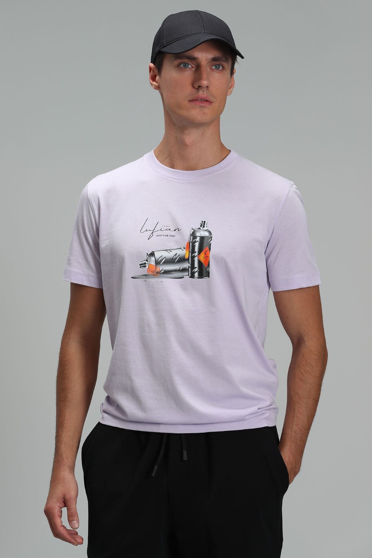 Lufian Andy Modern Grafik T- Shirt Lila