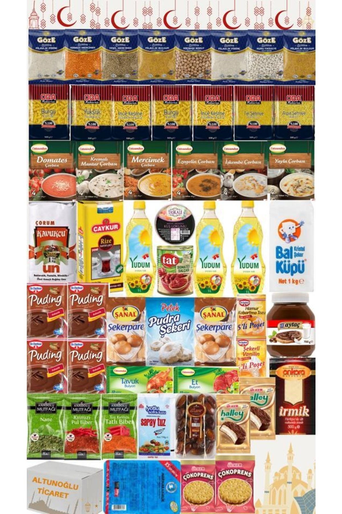 Yudum Ramazan Paketi Kumanya Yardım Erzak Gıda Kolisi Süper Mega Paket 52 Parça Ürün