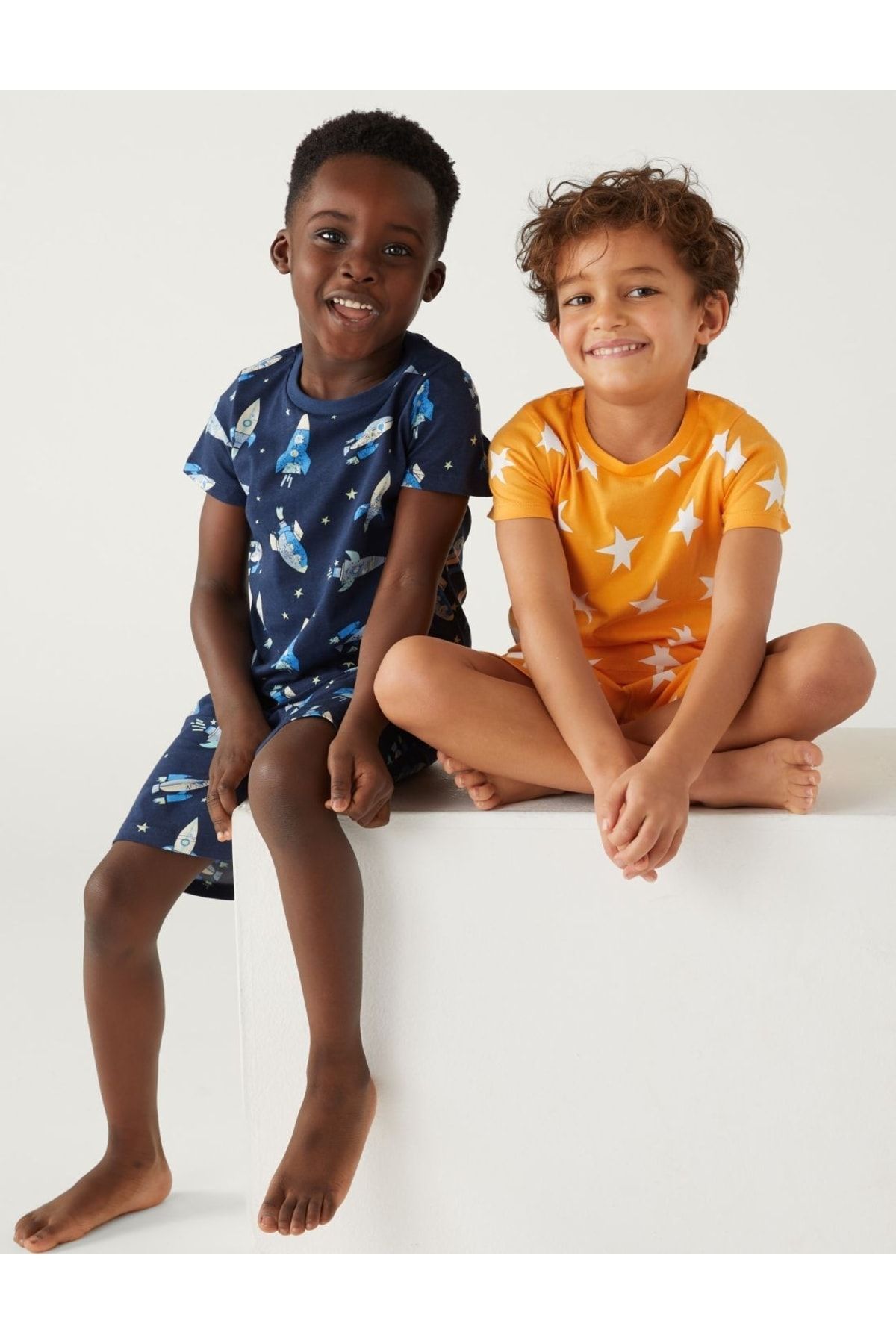 Marks & Spencer Saf Pamuklu 2'li Pijama Takımı (1-8 Yaş)