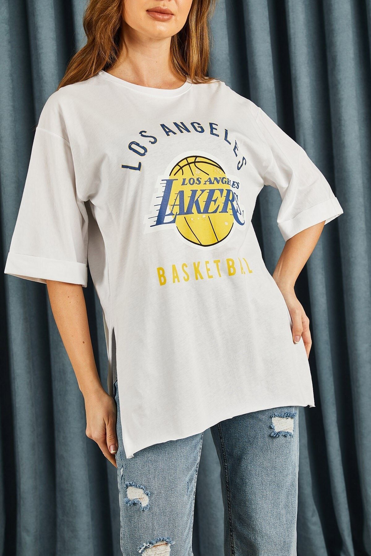 Hadise Kadın Beyaz Lakers Yazılı Tshirt