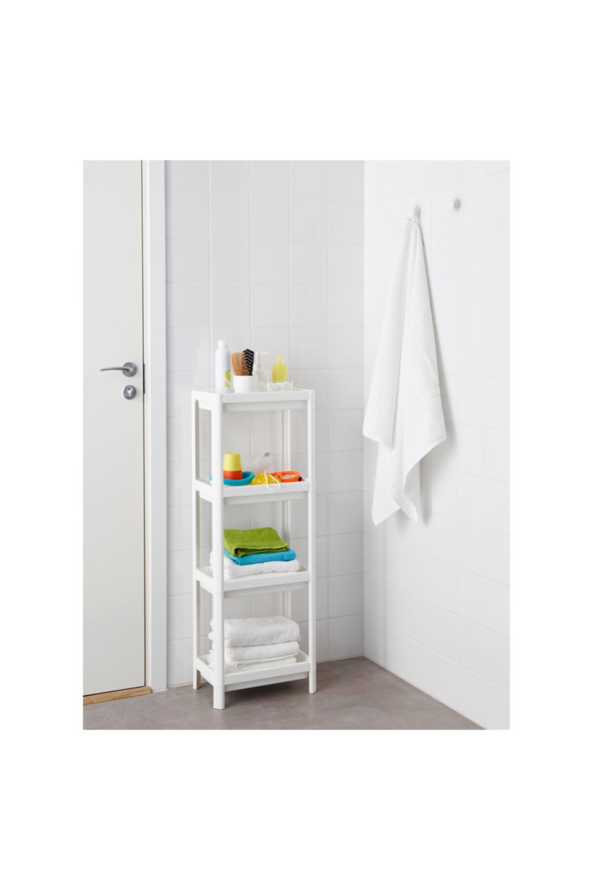 IKEA Vesken Raf Ünitesi Beyaz, 23x36x100 Cm Banyo Rafı Dolap