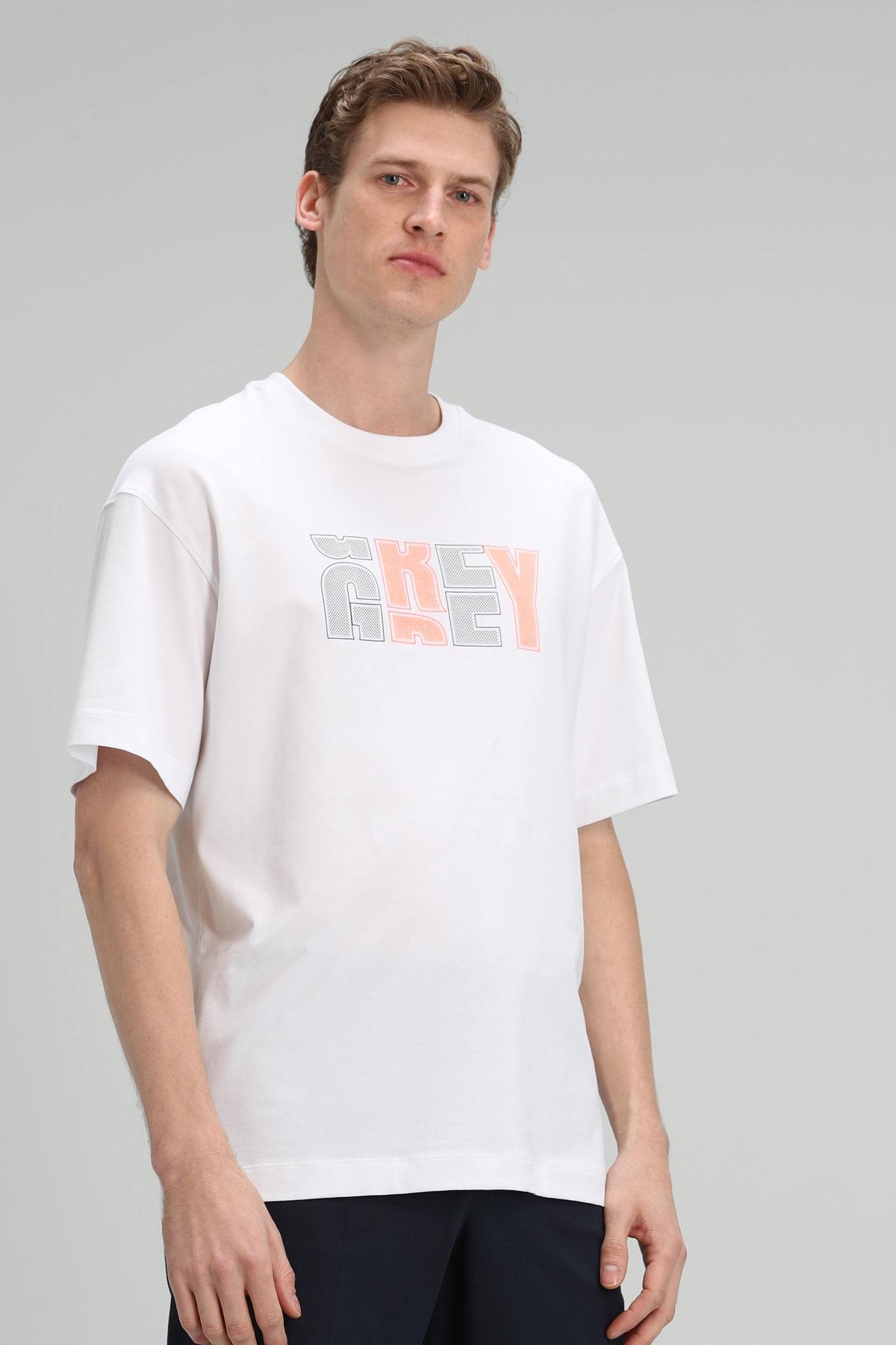 Lufian Bonn Modern Grafik T- Shirt Beyaz