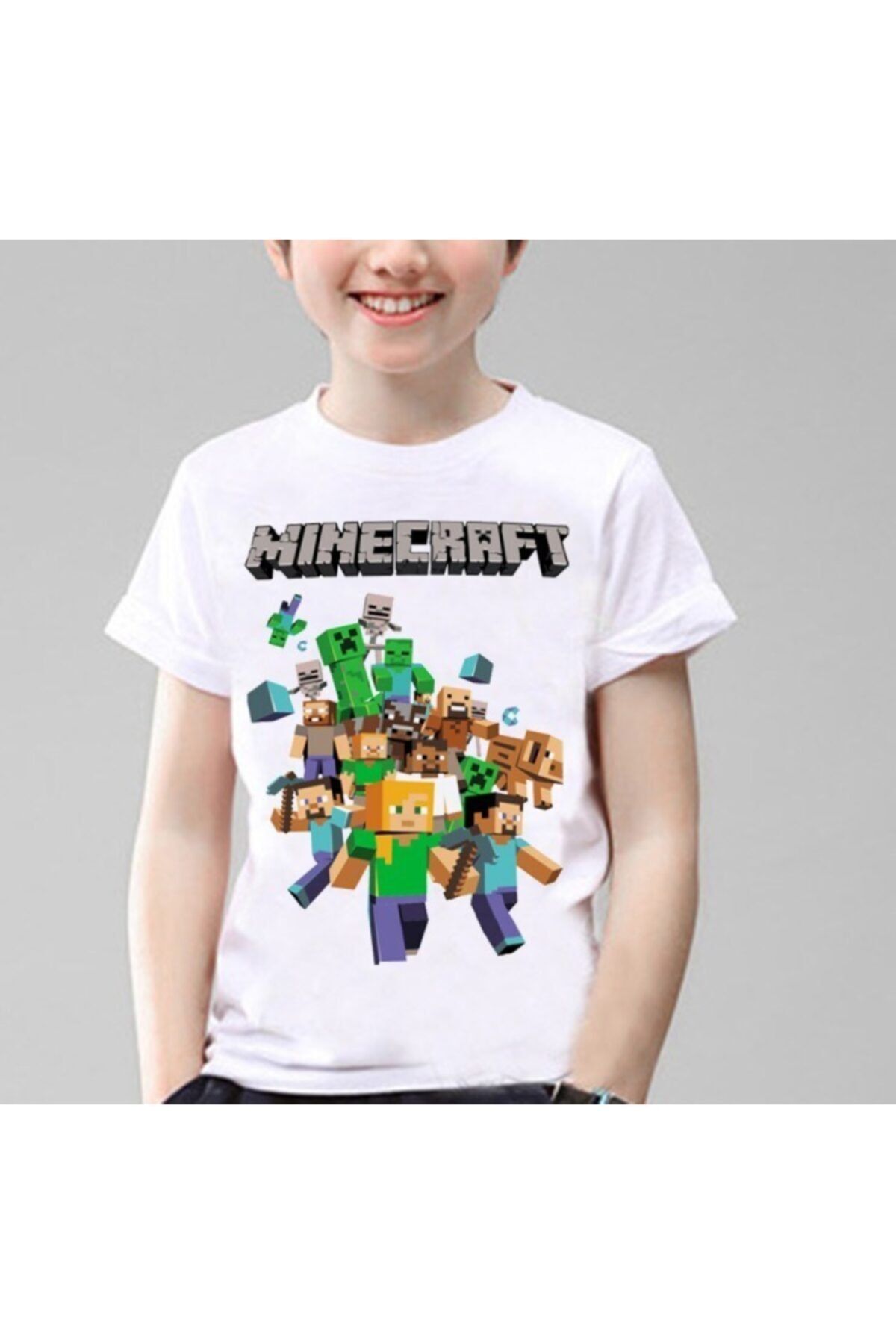 Minecraft Minecraft Çocuk T-shirt Beyaz Unisex