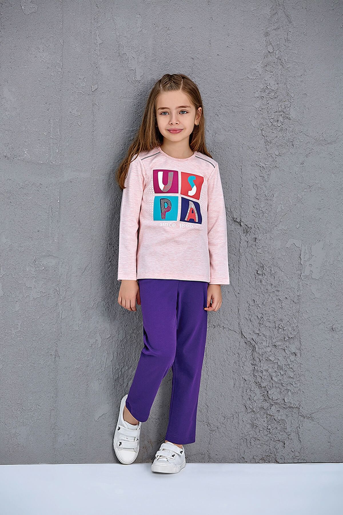 U.S. Polo Assn. Us Polo Assn Lisanslı Kız Çocuk Pijama Takımı Pembe