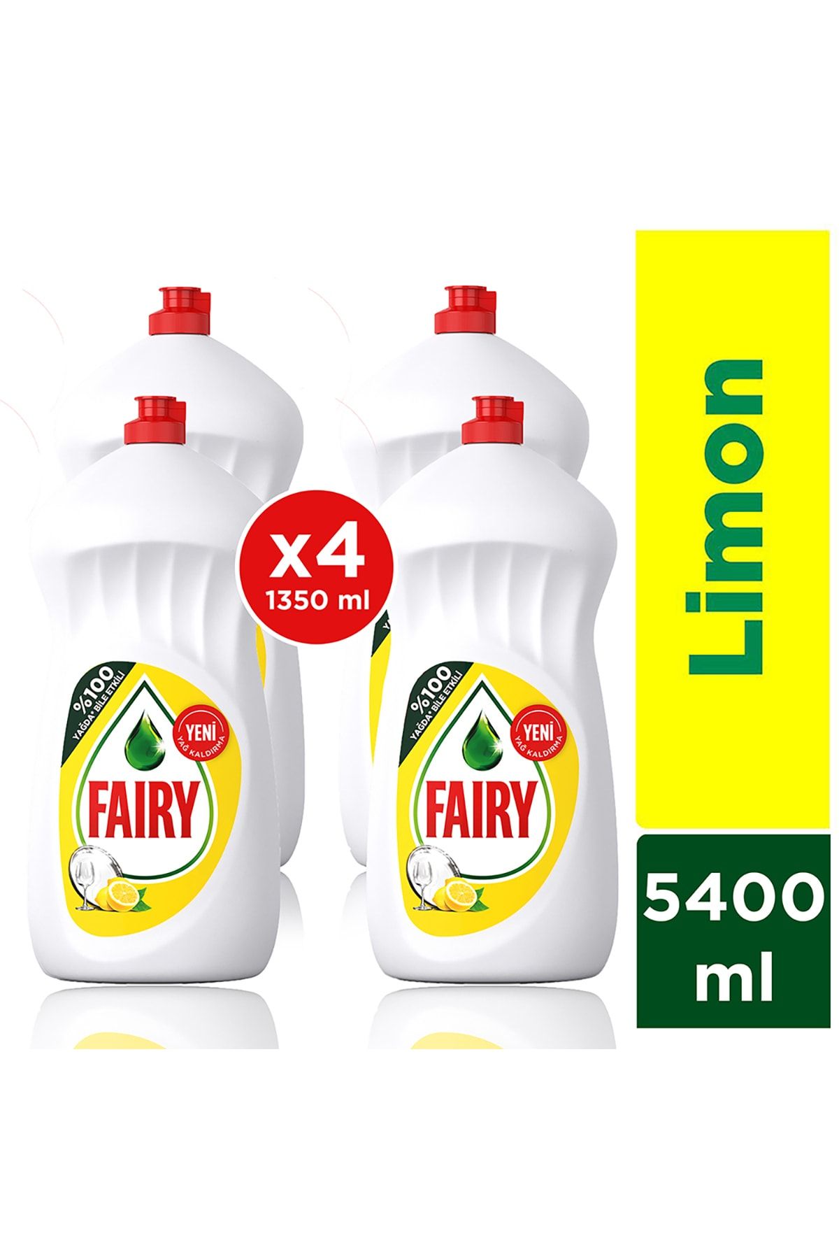 Fairy Sıvı Bulaşık Deterjanı Limon Avantaj Paketi 4 x 1350 ml