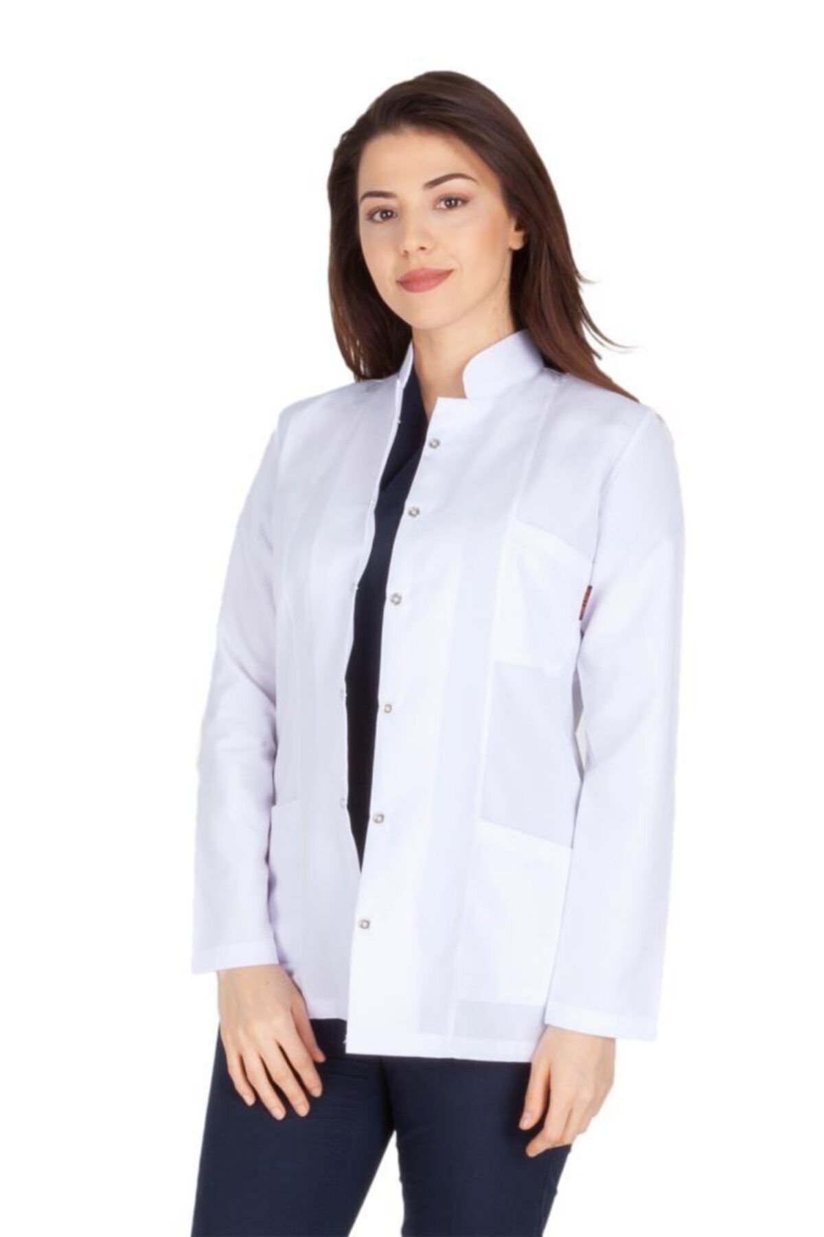 VEHBİ Kadın Doktor Öğretmen Önlüğü Laboratuvar Eczacı Hemşire Ceket Boy Kısa Önlük Hakim Yaka