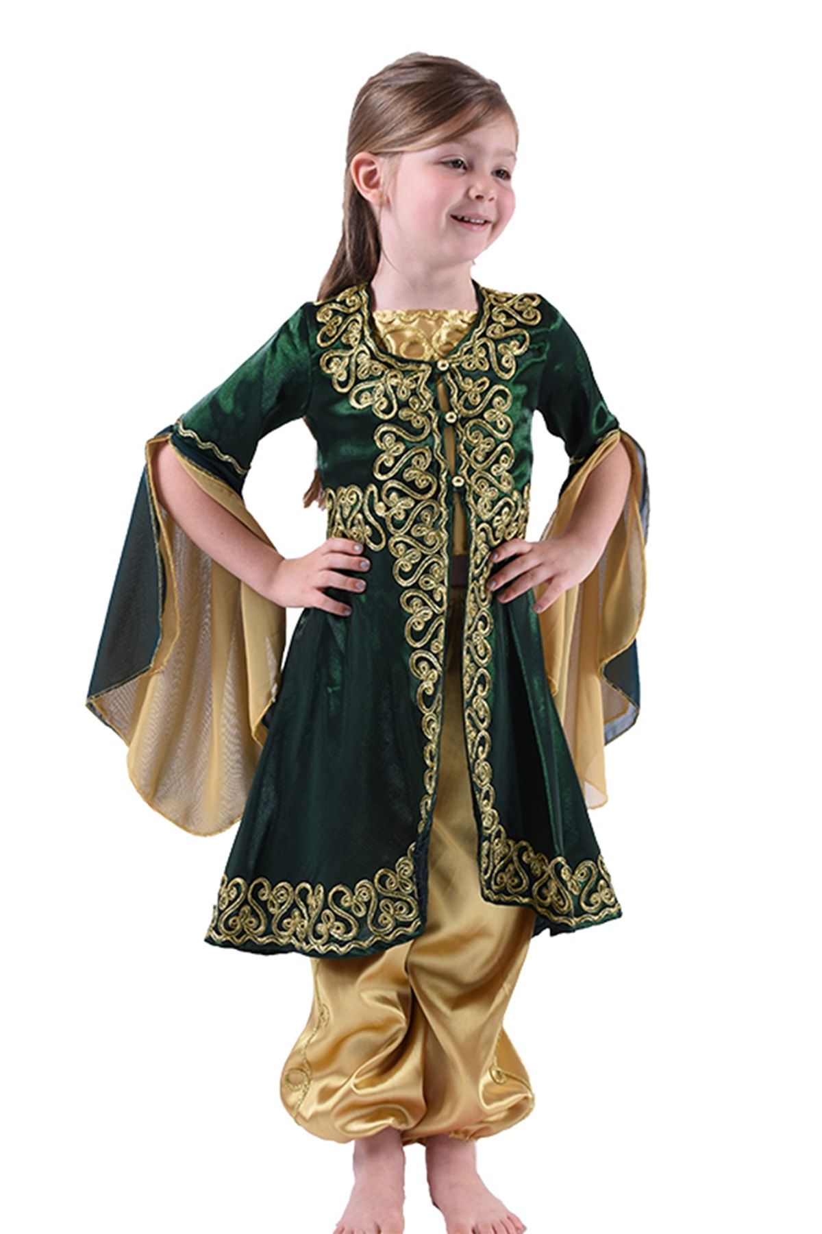 ceocuk Yeşil Çocuk Kaftan Bindallı Kına Elbisesi
