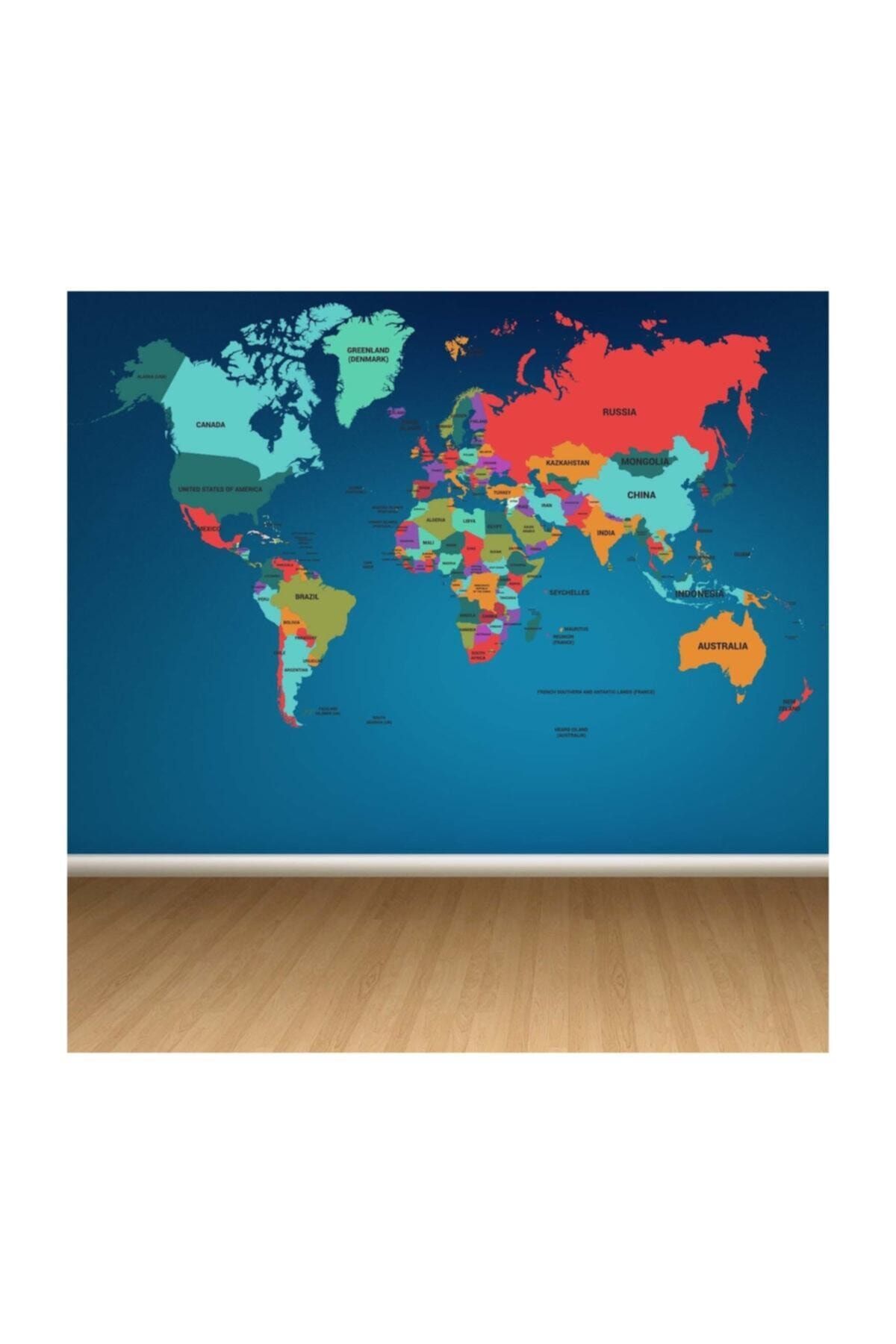 KT Decor Dünya Haritası Xl Dev Modern Duvar Sticker