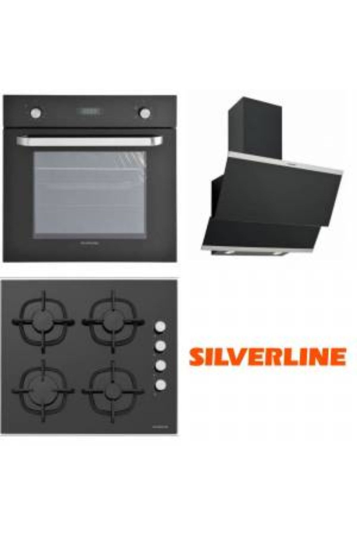 Silverline Siyah Cam Ankastre Set BO6024b01-CS5335B01-3420 Classy