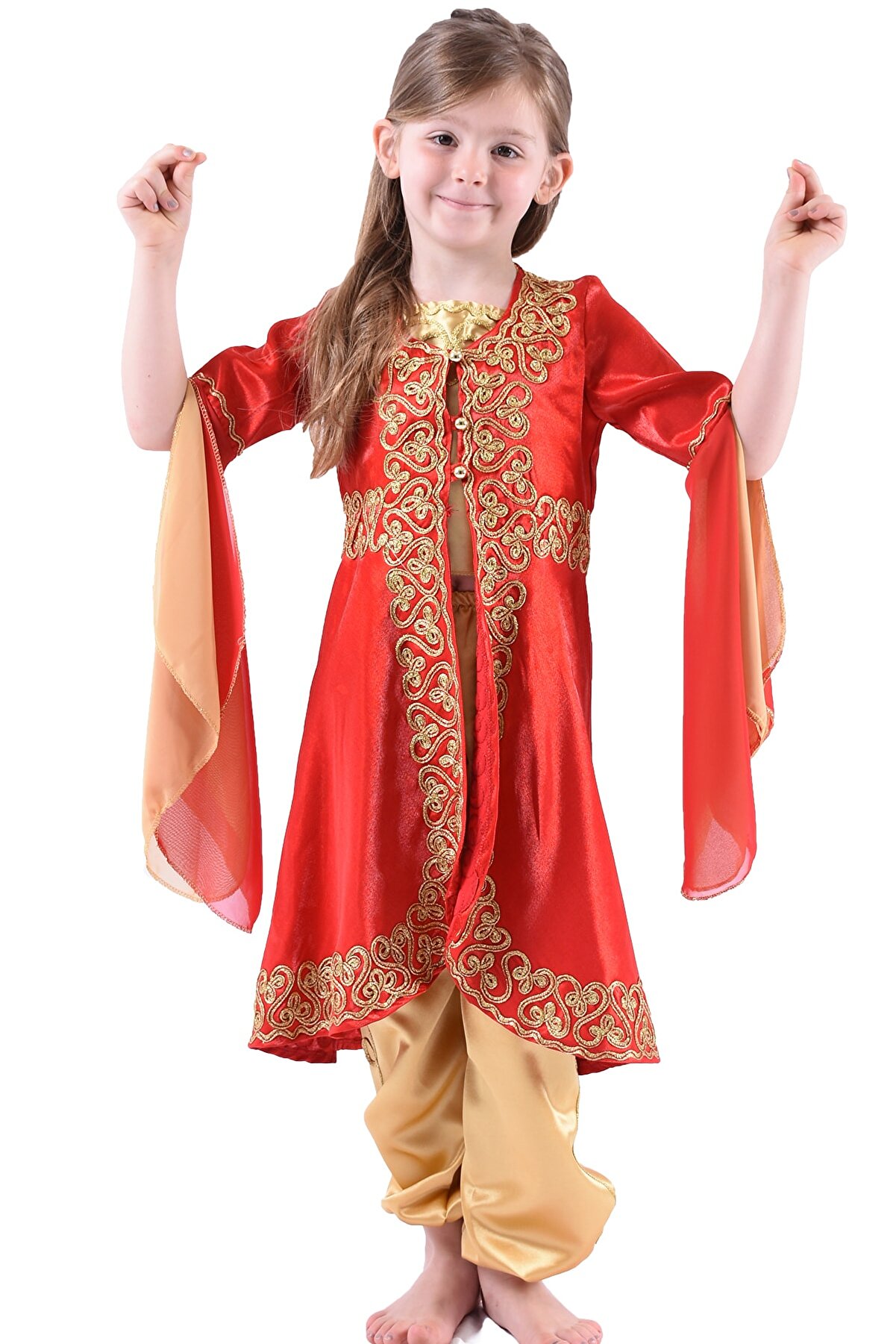 ceocuk Kırmızı Çocuk Kaftan Bindallı Kına Elbisesi