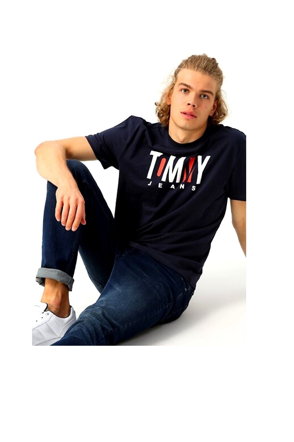 Tommy Hilfiger Erkek Siyah Tjm Contrast Logo Tee T-Shirt Dm0dm06508